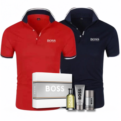 3 FÜR 1: 2 POLOSHIRTS + PARFÜMSET GRATIS